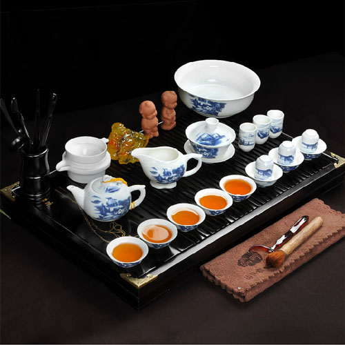 5Cgo 17284478919 骨瓷茶具套裝 整套青花瓷陶瓷功夫茶具 實木茶盤 CJS99100