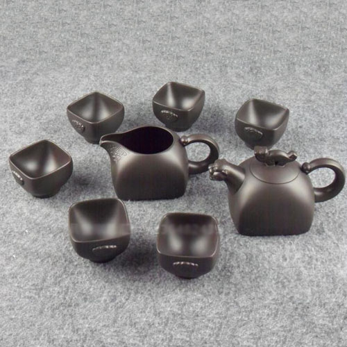 5Cgo 16909811330 黑色紫色虎嘯套裝 功夫茶具 自動過濾茶壺 茶海 雙層茶杯  CJS09100