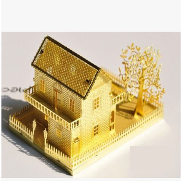 5Cgo 40612302557 金屬微型模型拼圖 3D立體金屬拼圖建築模型立體雕塑拼圖微型小別墅 WXP48000