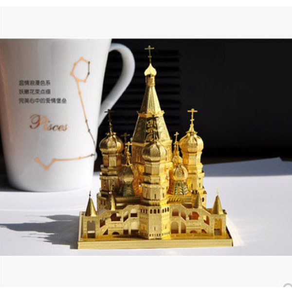 5Cgo 40551717492 金屬微型模型拼圖 3D高精度diy金屬拼裝建築模型華西裏大教堂 益智玩具 WXP48000