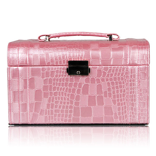 5Cgo 13130192358 進口PU皮鳄魚紋化妝箱 精致手提箱包 女 粉色可愛收納箱 首飾盒 M94000