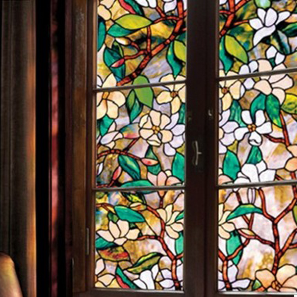 5Cgo 39457128944 美窗貼DIY教堂藝術彩繪玻璃貼玻璃貼膜遮光貼馬賽克歐式藝術窗門遮私隔斷靜電貼 木蘭花-寬0.92m*長3m CHX91100