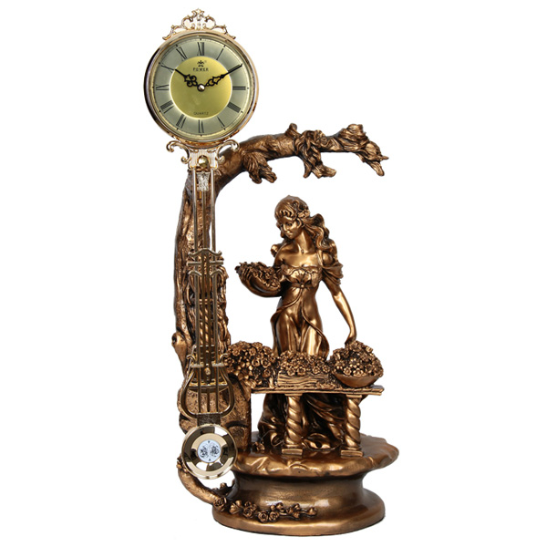 5Cgo 36398075282 鐘表歐式復古仿銅座鐘創意禮品時尚臺鐘工藝大號擺鐘 ZSJ89600