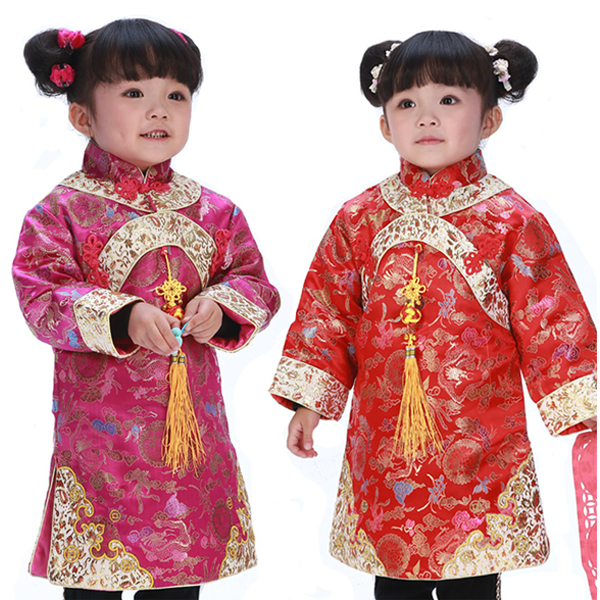 5Cgo 12922284353 兒童唐裝 女童中國結格格旗袍裙式上衣 中國風唐裝裙衣新年款 GSX88000