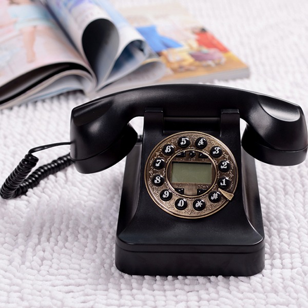 5Cgo 35466976229 歐式仿古老式電話機復古電話座機古董黑金鋼 按鍵撥號電話 AGL741000