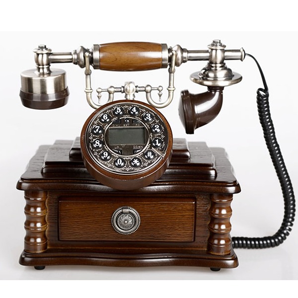 5Cgo 17806646713 歐式實木電話機仿古老式復古電話機家用辦公古董電話蟲 AGL86200