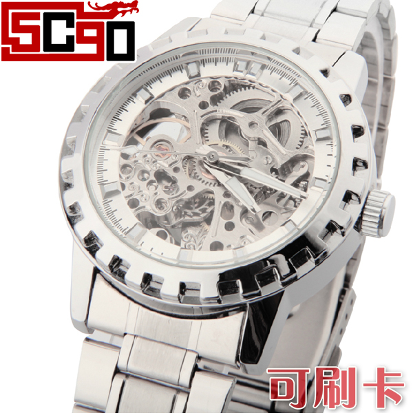 5Cgo 手錶WILON威龍自動機械表 超酷背透鏤空精品男士手錶 時尚男表 P04100