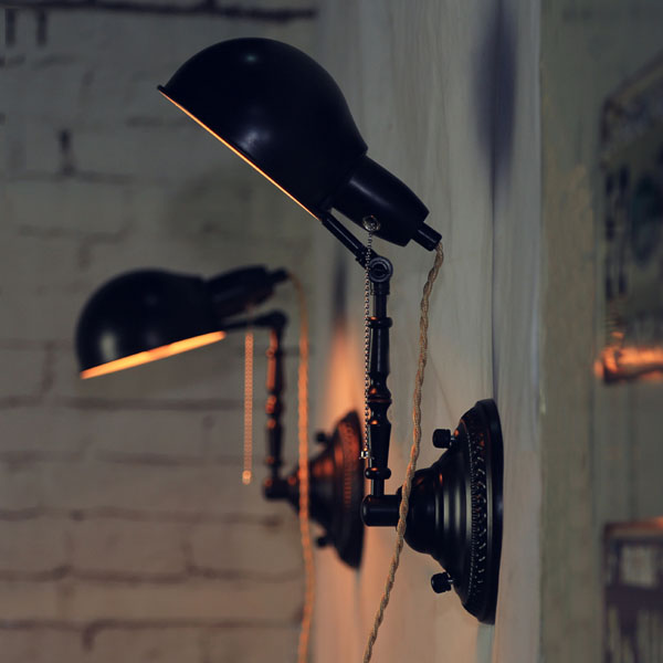 5Cgo  40825141859 美式工業壁燈 酒吧咖啡館創意復古牆壁燈小黑傘燈罩可調節  LKM41200
