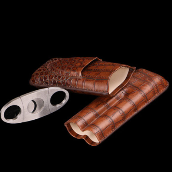 5Cgo 35797964162 雪茄套鳄魚皮紋便攜式雪茄套裝旅行外出雪茄套雪茄剪套裝 WXP39000