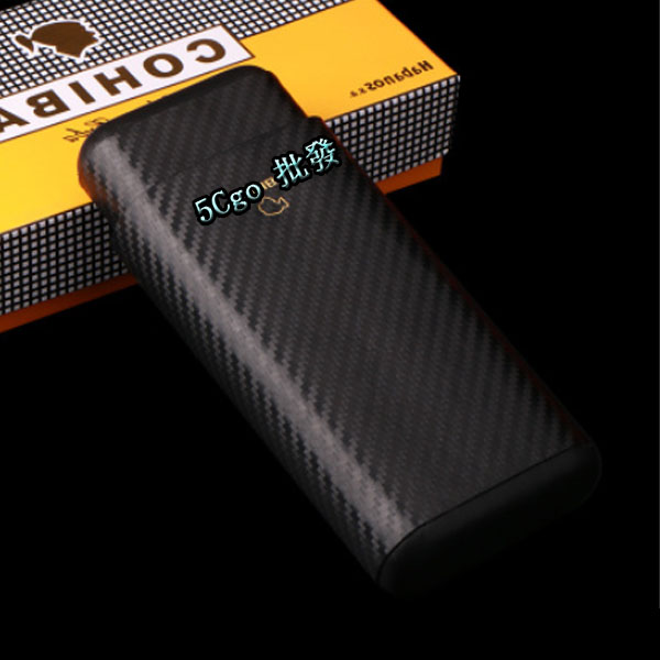 5Cgo 39278729811 雪茄套時尚奢華碳纖維雪茄套雪茄盒皮飾雪松木三支裝雪茄套 WXP01300