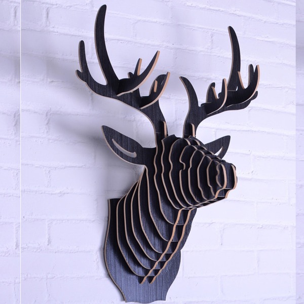5Cgo 18690476944 壁掛木質動物頭牆飾北歐設計風格壁飾牆面裝飾 服裝店牆上裝飾品 鹿頭-標準款AGL86200