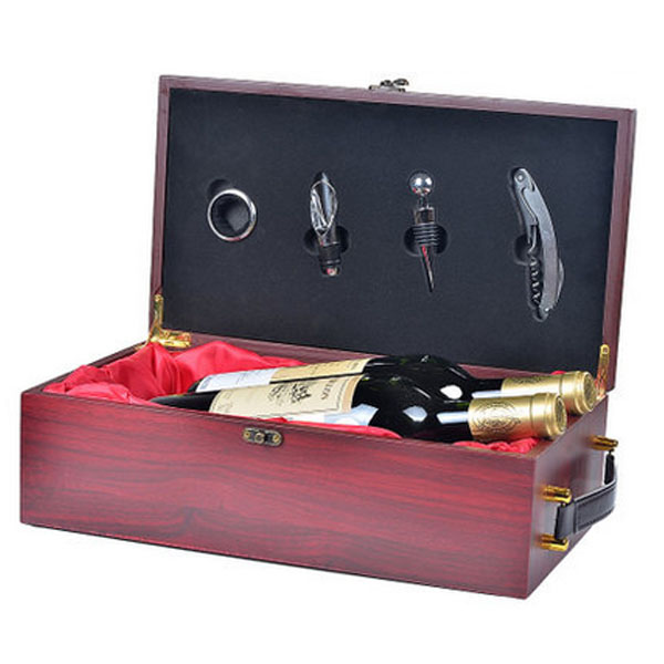 5Cgo 20190077646 防紅木雙支紅酒盒葡萄酒木盒紅酒禮盒紅酒包裝盒 提手A款 WXP05000