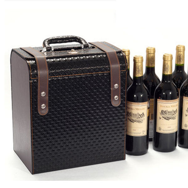 5Cgo 42008895872 高檔紅酒盒子皮盒六支裝鑽石紋紅酒禮盒六只裝紅酒盒 WXP09000