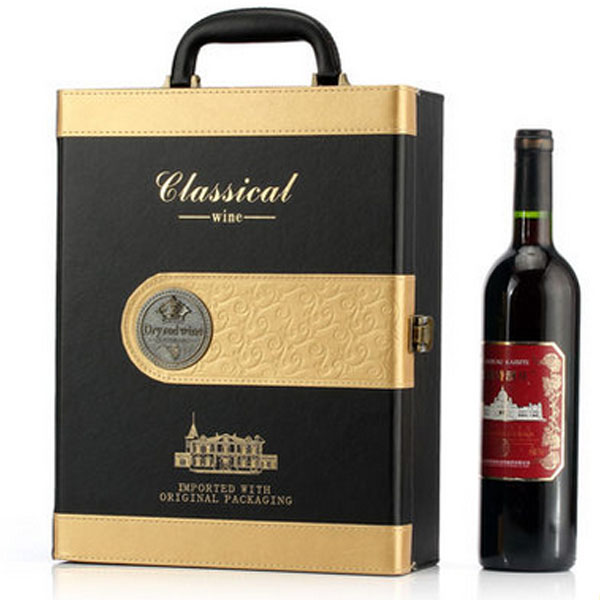 5Cgo 38829535352 紅酒盒皮盒雙瓶支裝包裝盒禮品盒 葡萄酒木箱酒具套裝 WXP56000