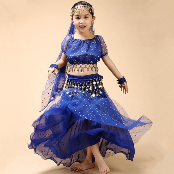 5Cgo  38898345532 印度風少兒肚皮舞套裝印度舞蹈亮點燈籠套裝演出服裝 兒童舞衣  GSX48000