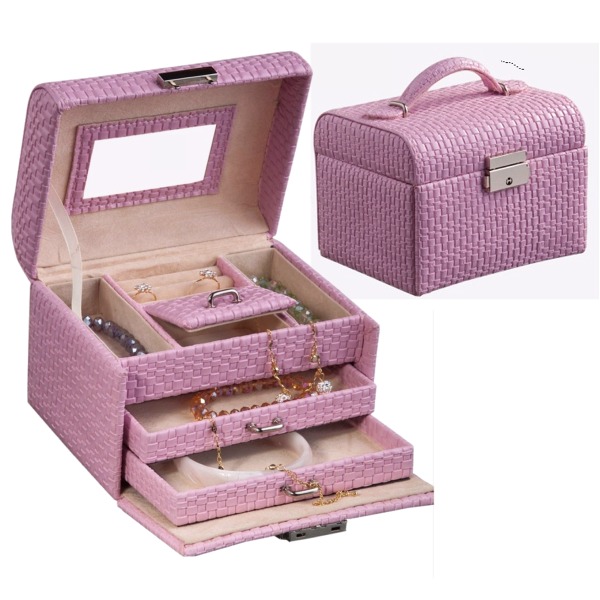 5Cgo14282594044 薇莉斯首飾盒公主歐式化妝盒 三層含鏡珠寶飾品盒收納項鍊戒指 多色 AGL91100