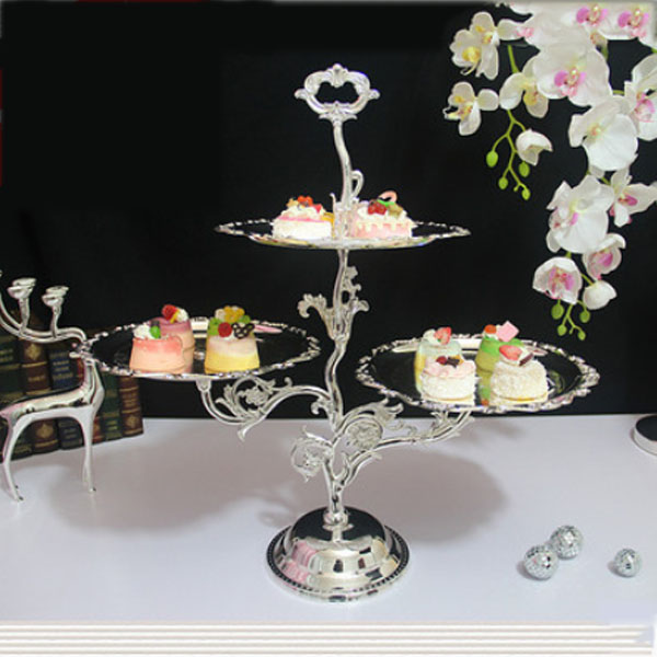 5Cgo 40682807773 歐式鐵藝蛋糕架點心盤水果西點盤金屬托盤婚慶裝飾甜品擺台高檔果盤 WXP00200