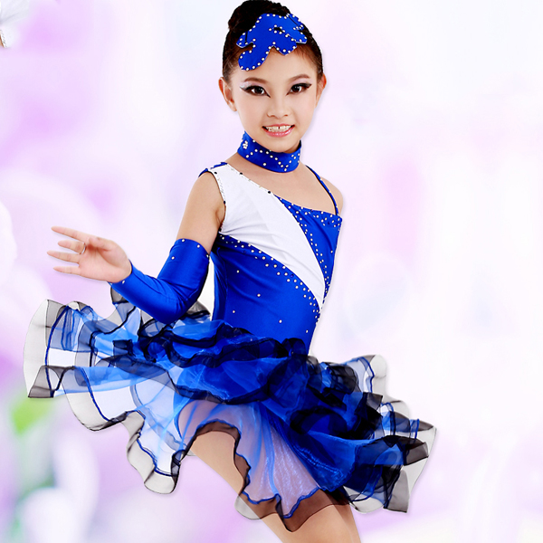5Cgo  40161217830 兒童拉丁舞服 女童拉丁舞比賽燙鑽演出服恰恰倫巴舞蹈服 兒童舞衣  GSX84200