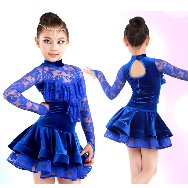 5Cgo  40322296306 兒童拉丁舞服 女童拉丁舞比賽蕾絲演出服恰恰倫巴舞蹈服 兒童舞衣  GSX63400