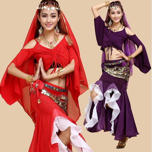 5Cgo 14337574347 成人肚皮舞印度風肚皮舞套裝印度服飾印度舞演出服套裝 印度舞裙  GSX87100