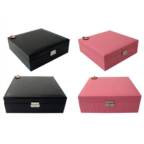 5Cgo 10796706449 韓國黑色正方帶鎖首飾盒 手镯盒歐式首飾收納盒 公主首飾箱 珠寶盒 MIK99000