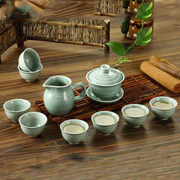 5Cgo 38908269798 青瓷茶具套裝青瓷蓋碗茶杯套組三才碗青瓷青釉茶具品茗杯茶具套組 WXP80100