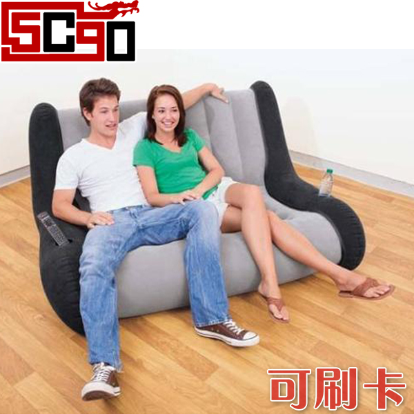 5Cgo INTEX-68560 豪華雙人灰色休閒充氣沙發|懶人沙發+修補包 不配電泵 P07100