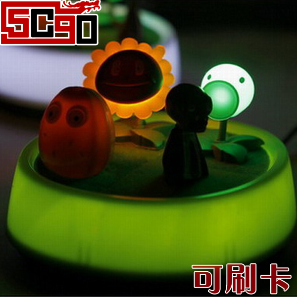 5Cgo 植物大戰僵屍玩具 /小夜燈 /人造草智慧床頭燈LED節能燈兒童節禮物  P0600