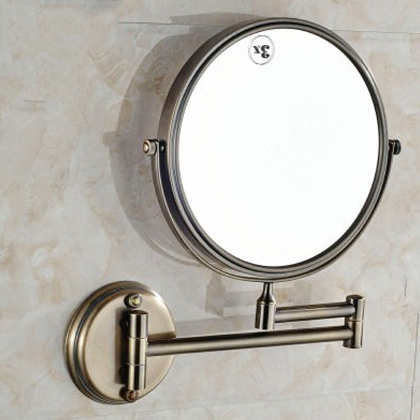 5Cgo 19739773041 歐式青古銅色化妝鏡放大鏡衛生間伸縮折疊浴室美容鏡子雙面梳妝鏡衛浴360度旋轉居家酒店用品 CHX04100