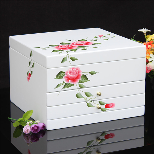 5Cgo  37455938564 清新田園手繪風格 木質首飾盒 歐式韓國公主飾品收納盒珠寶盒  首飾盒  GSX83200