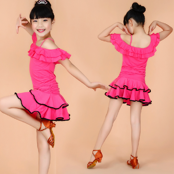 5Cgo  39543425580 兒童舞蹈服拉丁舞服裝女童舞蹈裙幼兒表演出服裝少兒練功服   GSX06000