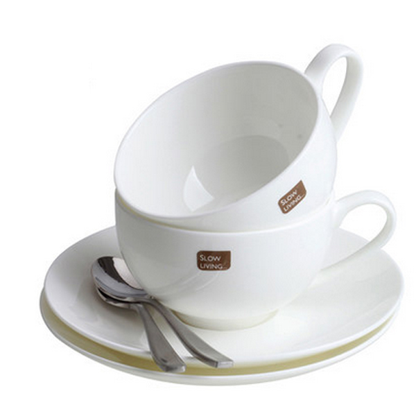 5Cgo 35652777008 典雅簡約骨瓷杯咖啡杯子陶瓷歐式咖啡套裝 下午茶情人套杯 2杯2勺2碟 WXP57000