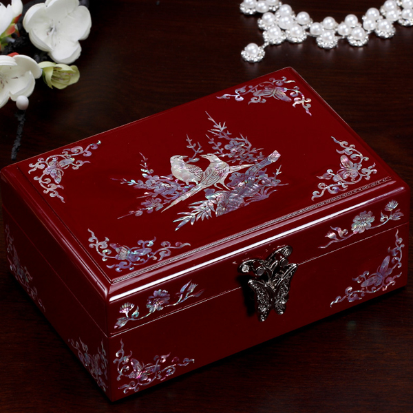 5Cgo 38198212807 七公主韓國飾品首飾盒大實木質歐式帶鎖 結婚生日禮物化妝品收納箱   GSX86200