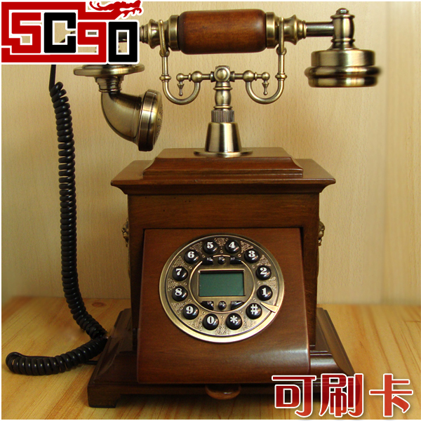 5Cgo 全實木仿古電話機/座機電話 時尚辦公電話座機 高檔固定電話復古 P59100