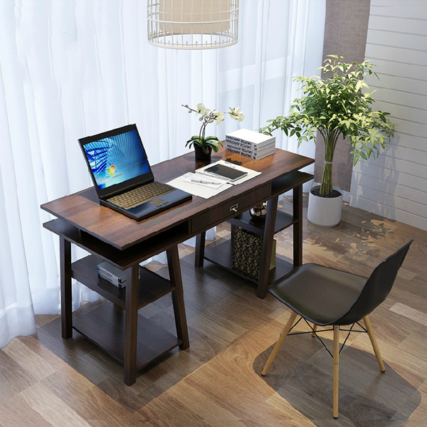 5Cgo 40203884994 實木電腦桌台式筆記本寫字台簡約現代書桌簡易辦公桌子書桌居家臥室書房臥室多功能收納長書桌辦公桌 CHX89600