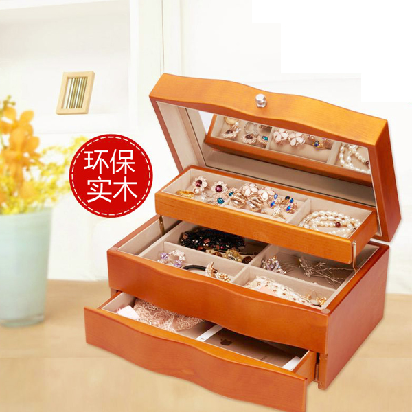 5Cgo 18912784078 韓國公主收納盒 複古木質首飾盒化妝盒飾品盒歐式實木首鉓盒  GSX88100