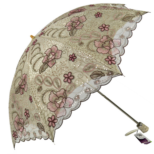5Cgo 15225491903 二折夢幻女神雙層刺繡傘 遮陽傘 三色可選 珠光色膠布 MIK99200