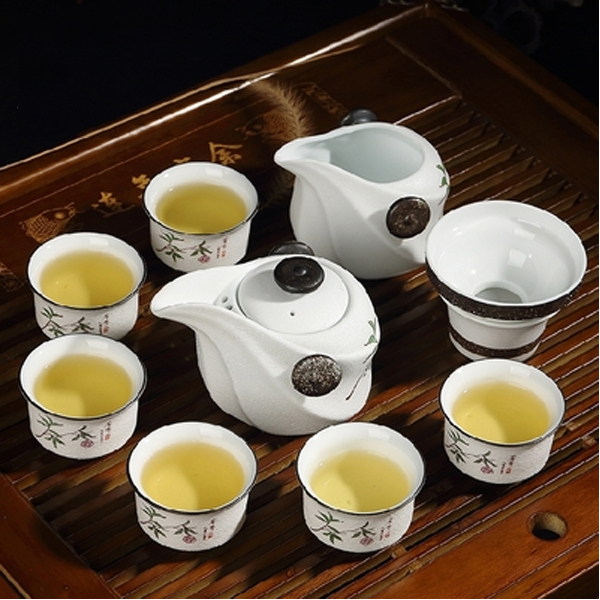5Cgo 41293742807 雪花釉茶具套裝陶瓷功夫茶具整套茶道茶杯茶壺公道杯喝茶配件泡茶器 10件套  LAY38000