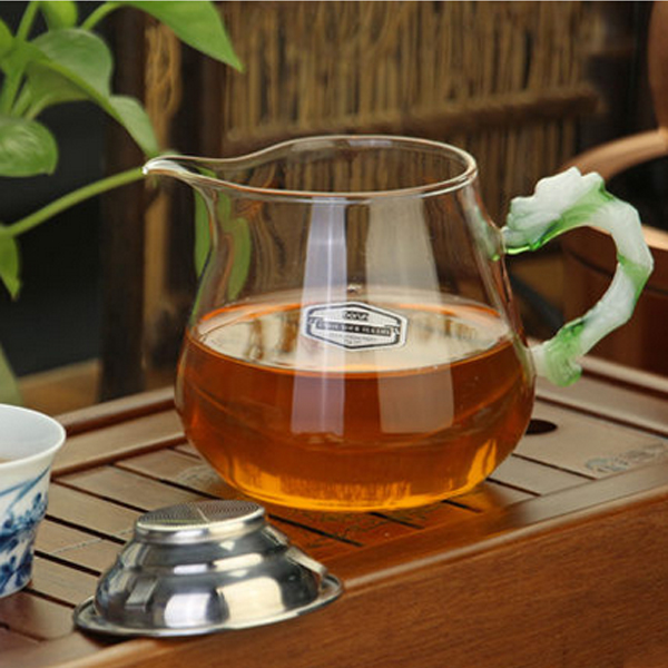5Cgo 41933149405 手工耐熱玻璃公道杯大號公杯琉璃把大容量紅茶杯茶海功夫茶具配件500ML  LAY84000