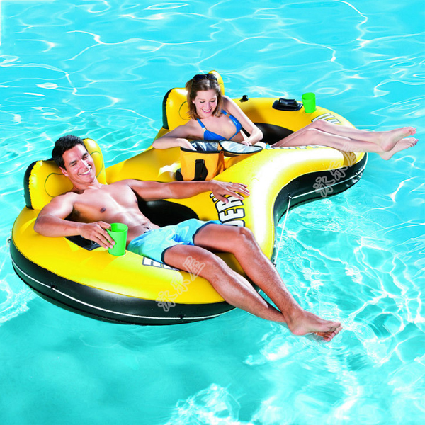 5Cgo 45044996478 豪華靠背充氣游泳池雙人充氣浮床充氣床漂流氣墊浮排充氣椅子水上沙發坐椅 WXP05300