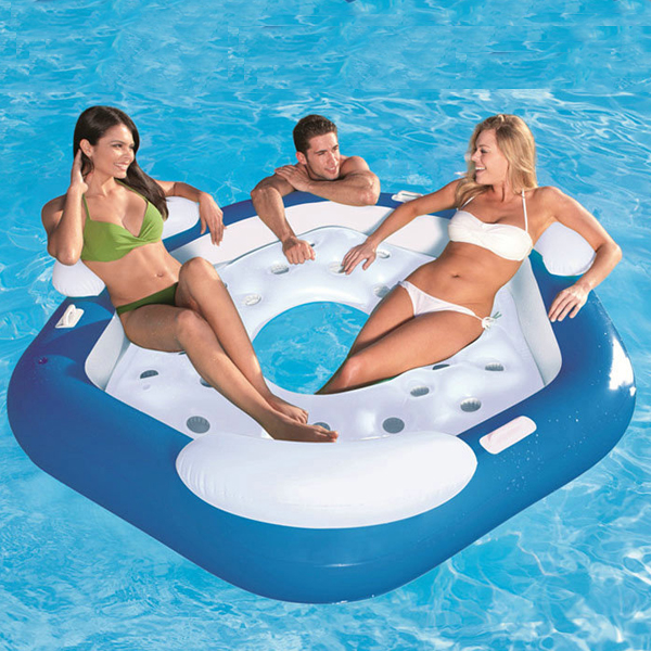 5Cgo 520177488053 成人水上浮床3人水上浮椅休閑娛樂充氣游泳池沙灘靠背躺椅充氣床 WXP04200