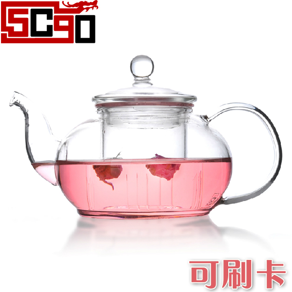 5Cgo 15426868775 過濾內膽玻璃花茶壺耐熱透明帶蓋加熱泡茶壺花草茶具咖啡廳 800ml P55000