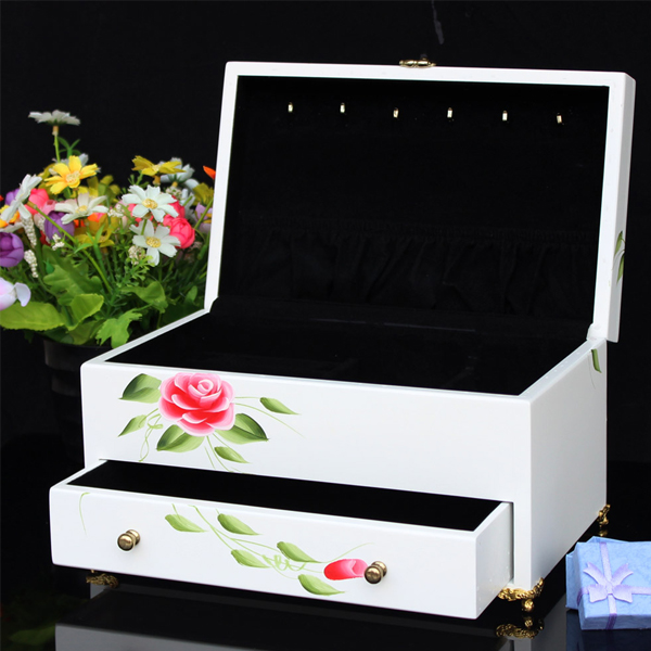 5Cgo 18479267833 清新田園手繪風格 木質首飾盒飾品收納盒複古 飾品盒珠寶盒子   GSX78100