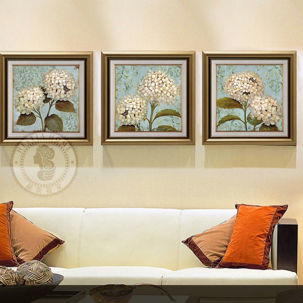 5Cgo 37873017533 美式現代客廳裝飾畫沙發背景牆畫臥室床頭掛畫牆畫壁畫和繡球玫瑰 三種尺寸三聯畫 AGL 65100