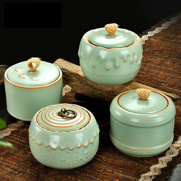 5Cgo  38076822876 高檔開片浮雕陶瓷汝窯茶葉罐茶具中號精品普洱密封罐裝鐵觀音茶罐   LAY33000