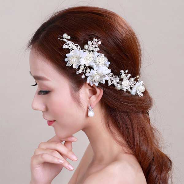 5Cgo 520324678480 千色新娘流彩韓式手工新娘頭飾花朵頭花結婚髮飾軟髮箍婚紗配   GSX55000