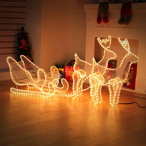 5cgo 41263714942 聖誕鹿拉車聖誕鹿拉雪橇車造型燈耶誕節裝飾聖誕場景 LKM44300