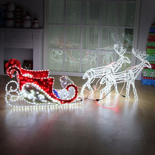 5cgo 41571735795 聖誕鹿拉車聖誕鹿聖誕雪橇車大型耶誕節場景裝飾聖誕老人 LKM90420