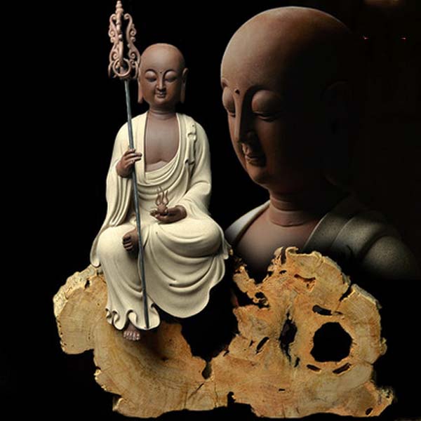 5Cgo  3123053662922 地藏王菩薩佛像陶瓷娑婆三聖創意家居裝飾供奉擺件茶盤擺飾 LAY99300