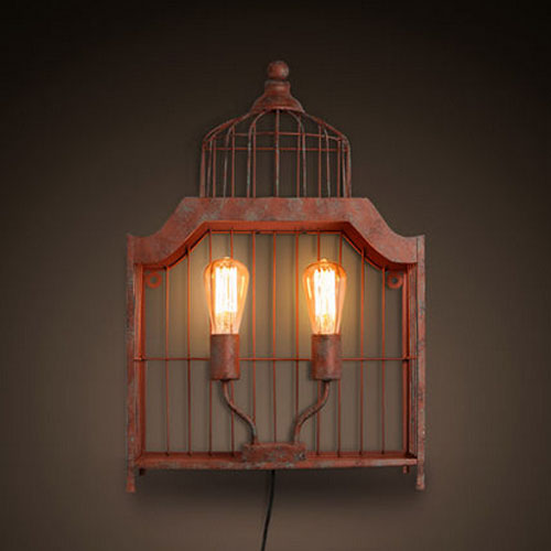 5cgo 524606095942 美式壁燈懷舊復古工業風裝飾鳥籠壁燈 可做檯燈 LKM99500